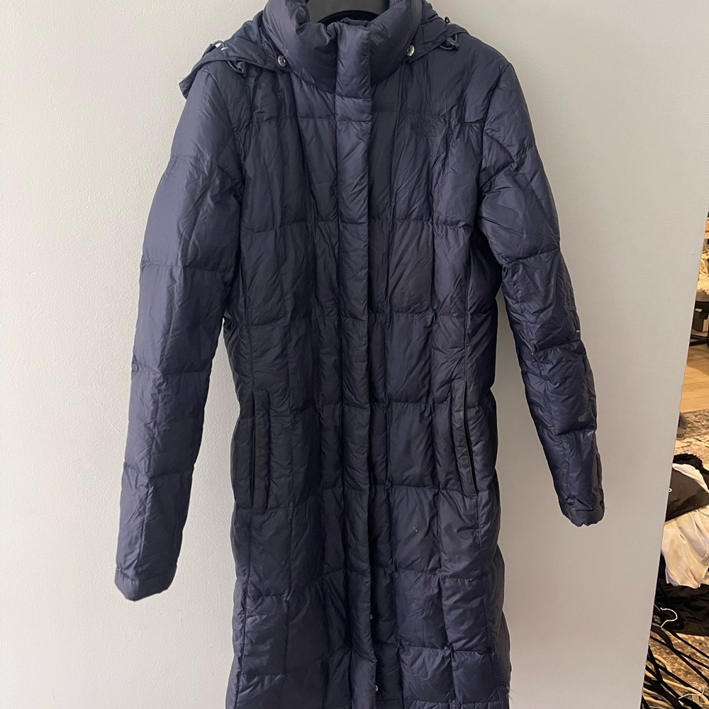 Long North Face Down Parka - Navy Blue